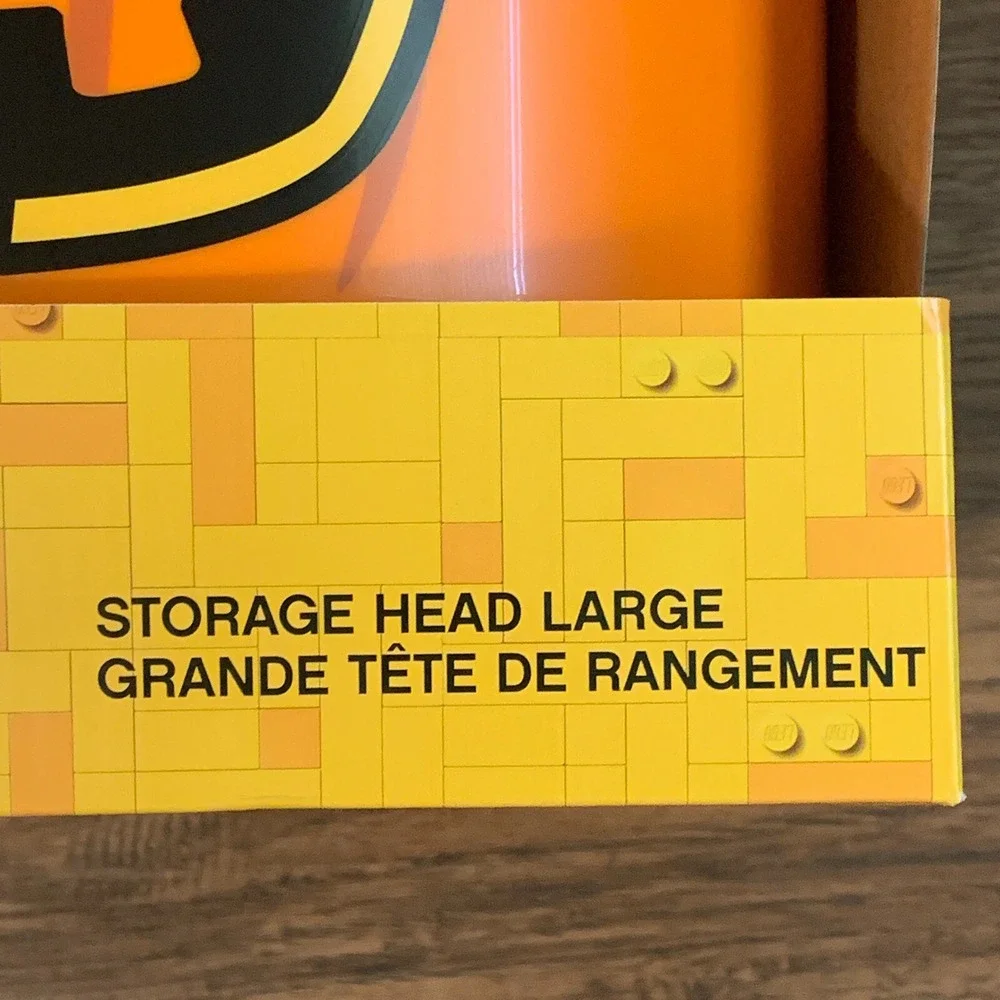 LARGE LEGO Halloween Orange Jack-O-Lantern Pumpkin Storage Head Container